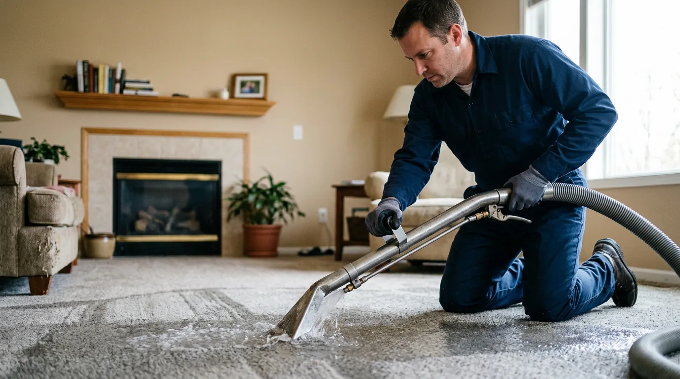 Water damage restoration technician working near Wilson, NY